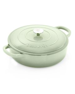 Crock Pot Artisan 5 Quart Round Enameled Cast Iron Braiser Pan with Self Basting Lid in Pistachio Green