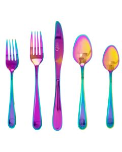 Gibson Home Stravidia 20 Piece Flatware set in Rainbow Stainless Steel