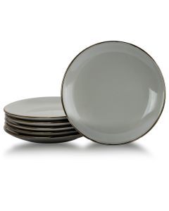 Elama Tahitian Sand 6-Piece Salad Plate Set, Light Grey