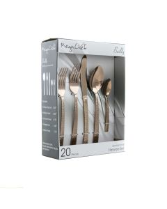 MegaChef Baily 20 Piece Flatware Utensil Set, Stainless Steel Silverware Metal Service for 4 in Rose Gold