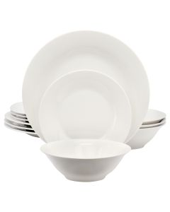 Gibson Home Everyday 12 Piece Round Fine Ceramic Dinnerware Set in White