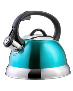 Mr. Coffee Flintshire 1.75 Quart Whistling Stovetop Tea Kettle in Turquoise