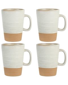 Gibson Elite Dreamweaver 4 Piece 17 Ounce Round Earthenware Mug Set in Sand Cream