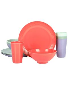 Gibson Home Zelly 12 Piece Round Melamine Dinnerware Set in Assorted Colors