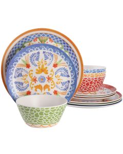 Laurie Gates California Designs Tierra 12 Piece Bamboo Fiber Dinnerware Set in Multi-Color