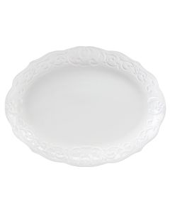 Gibson Home Bountiful Joy 18.75 x 14 Inch Durastone Oval Platter in White