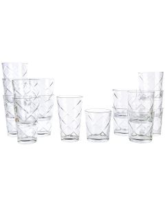 Gibson Home 16 Piece Lattice Glassware Drinkware Set