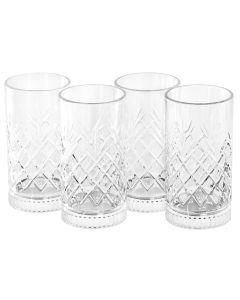 Gibson Home 4 Piece 16 Ounce Diamond Embossed Glass Tumbler Set