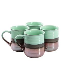Gibson Home Copper Tonal 4 Piece 18 Ounce Stoneware Cup Set in Celadon