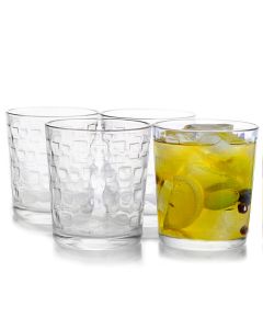 Gibson Home Great Foundations 4-Piece 13 oz. Double Old Fashion Glass Set, Square Pattern
