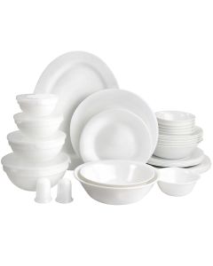Gibson Ultra 36 Piece Tempered Opal Glass Combo Dinnerware Set in White
