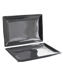 Gibson Home Urban Cafe 2 Piece 12 Inch Rectangle Stoneware Platter Set in Grey