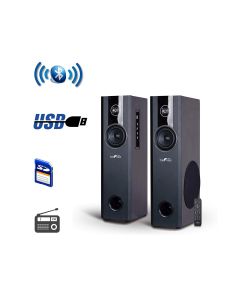beFree Sound 2.1 Channel Home Theater Bluetooth Powered Double Tower Speakers in Black