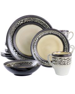 Elama Desert Sand 16 Piece Stoneware Dinnerware Set
