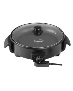 Brentwood 12 inch Round Non-Stick Electric Skillet with Vented Glass Lid in Black